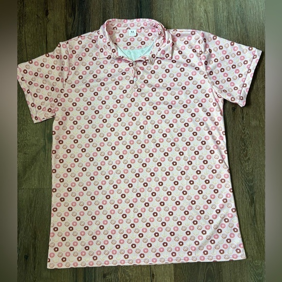 Other - Men’s XL Donut Print Polo Golf Shirt – Fun & Unique!